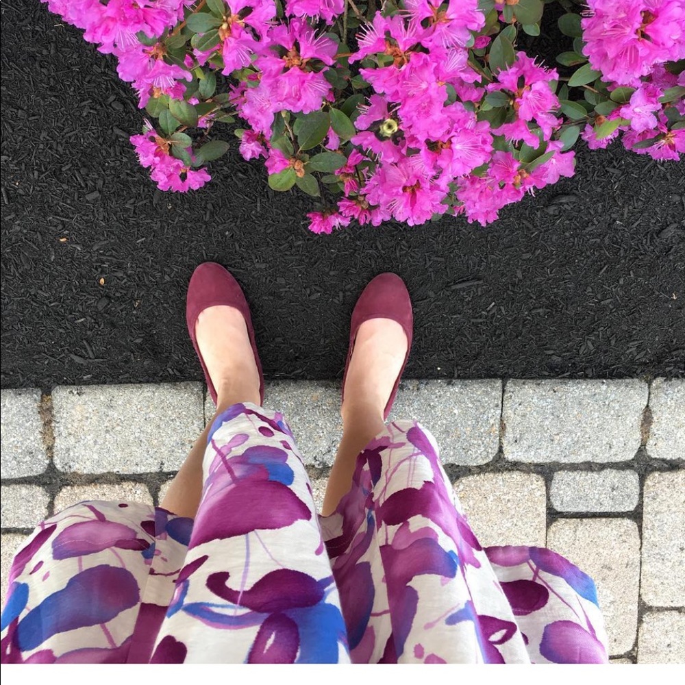 Flowy floral skirt purple and blue size L